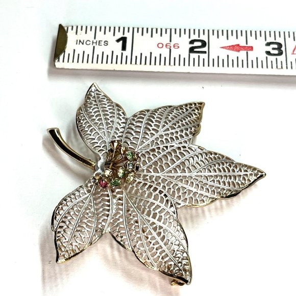 VTG 1960's Maple Leaf Fruit Salad Brooch Pin Costume Jewelry 2.5" - Picture 11 of 12